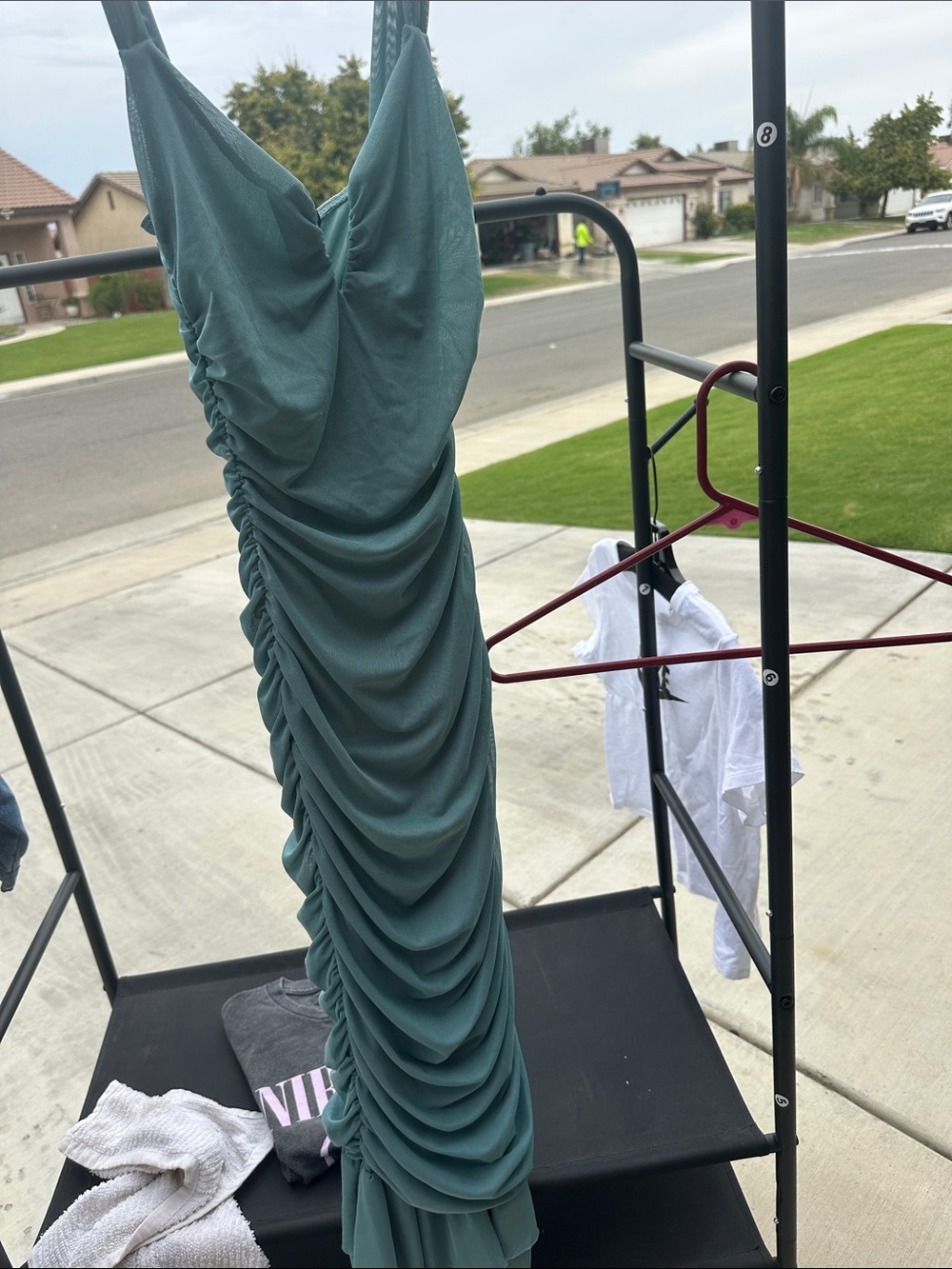 Windsor Teal Ruched Midi Dress